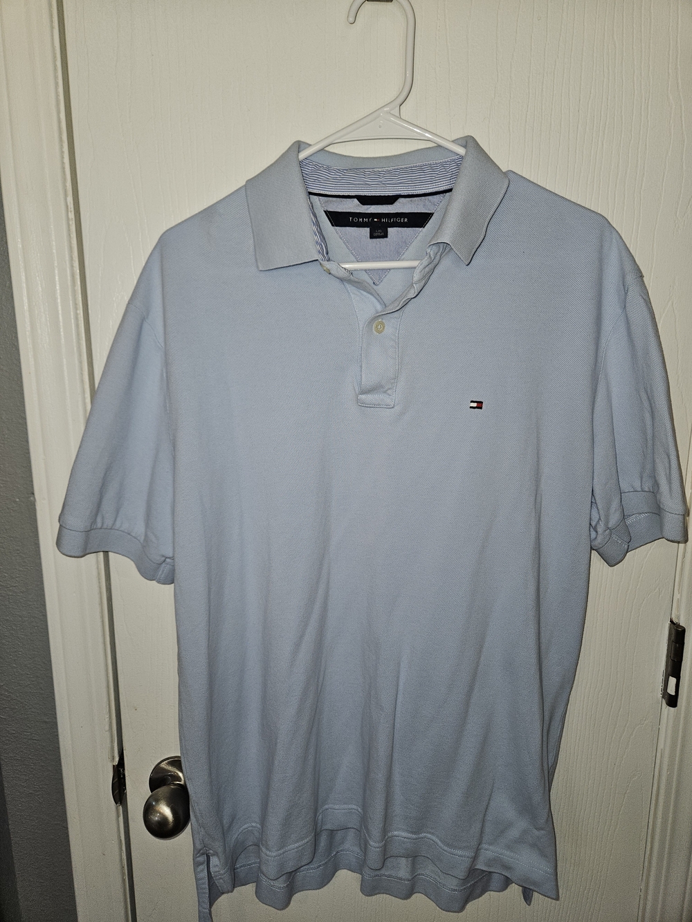 Tommy Hilfiger Pale Blue Men's Polo with Flag Logo